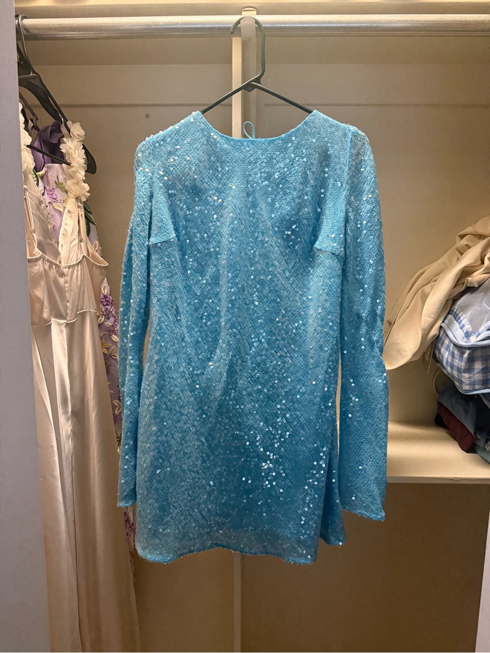 Showpo Blue Sequin Mini Dress